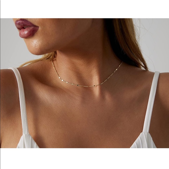 Gold Dainty Necklace, Gold Sparkle Necklace - Picture 5 of 5